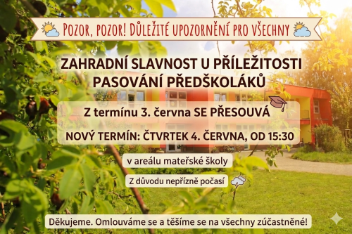 Zahradní slavnost u příležitosti pasování předškoláků